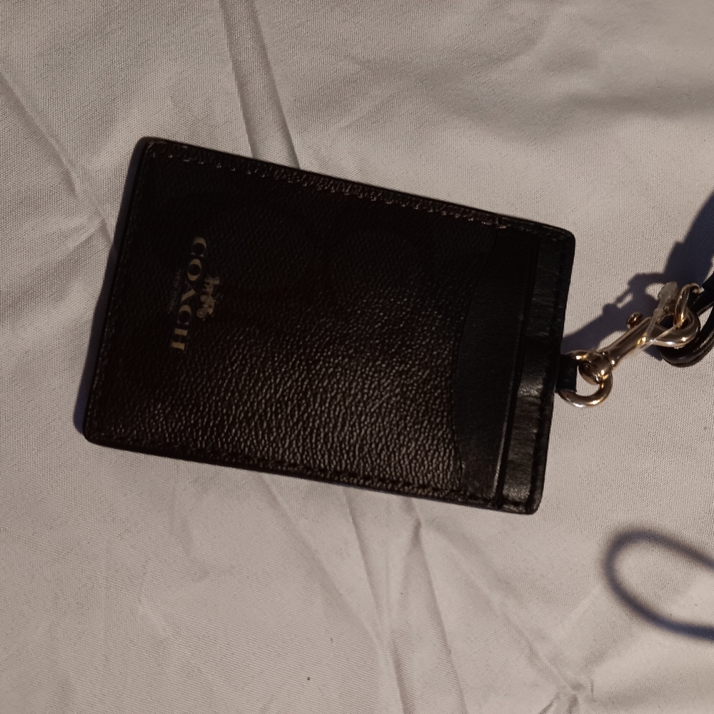 Coach Black Leather Key and Card Holder
